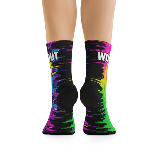 WubMeOut Multicolor Glitch Sound Wave Socks