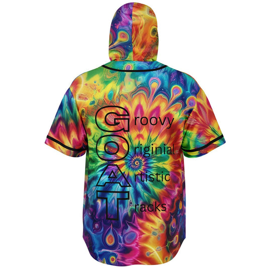 G.O.A.T. – Rainbow Tie-Dye Hooded Baseball Jersey