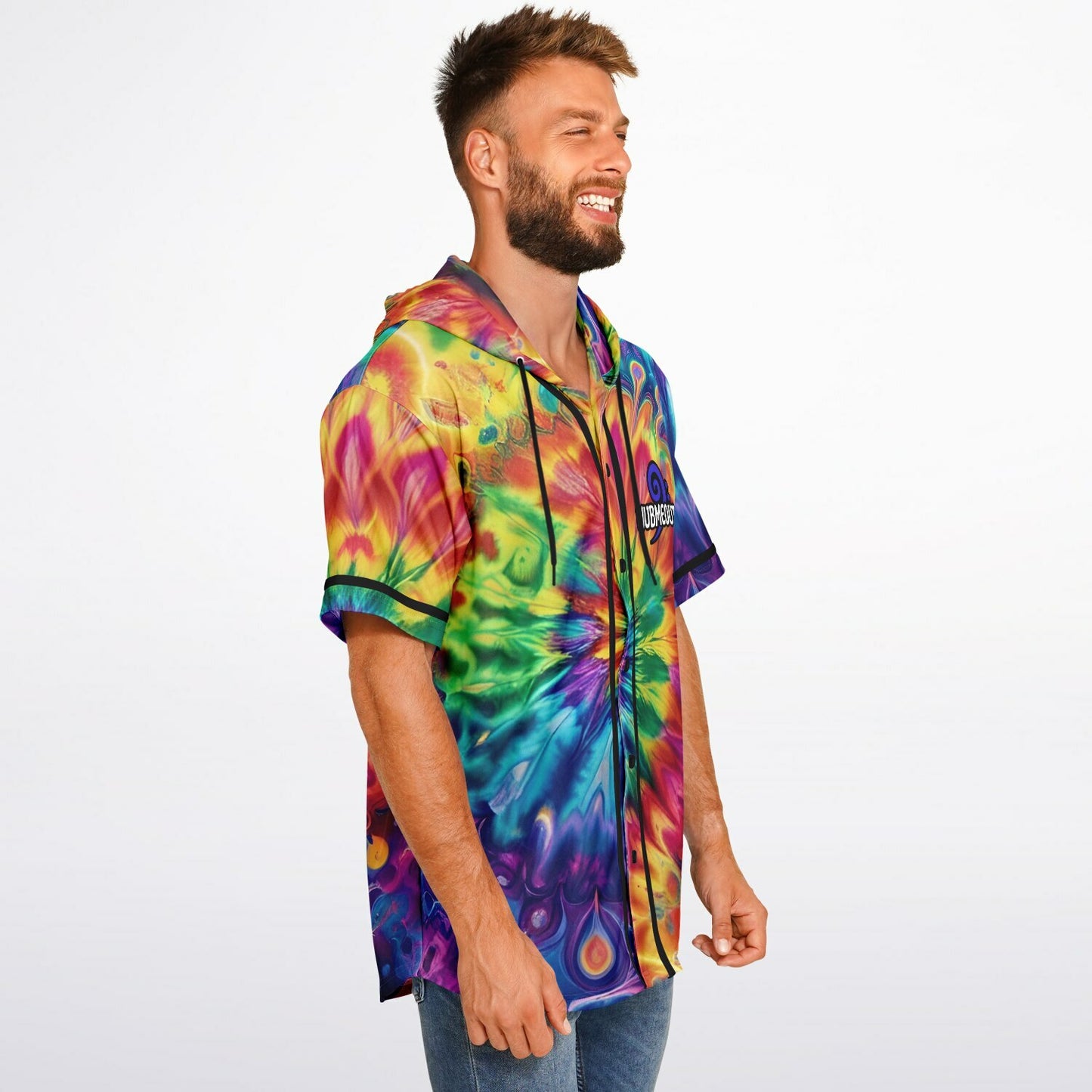 G.O.A.T. – Rainbow Tie-Dye Hooded Baseball Jersey