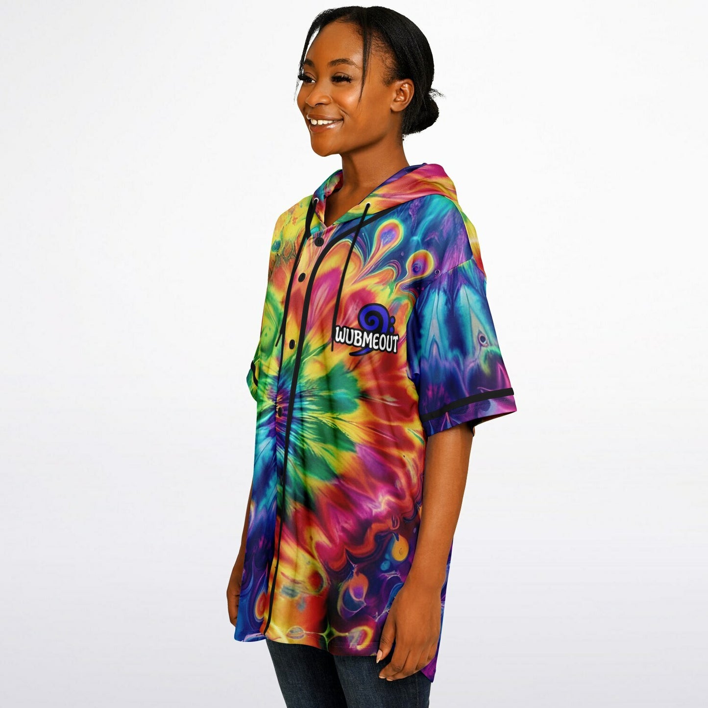 G.O.A.T. – Rainbow Tie-Dye Hooded Baseball Jersey