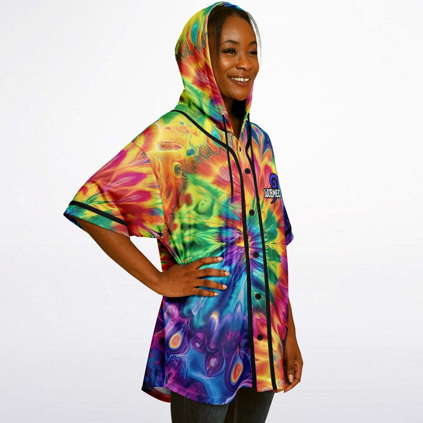 G.O.A.T. – Rainbow Tie-Dye Hooded Baseball Jersey