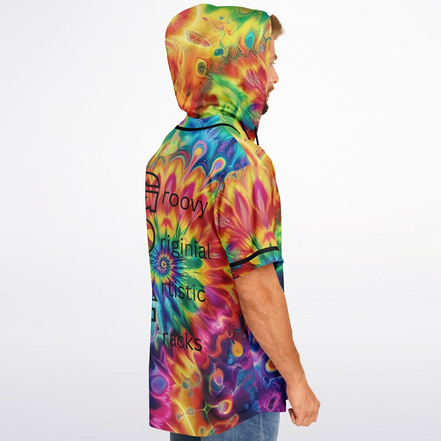 G.O.A.T. – Rainbow Tie-Dye Hooded Baseball Jersey