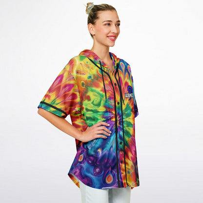 G.O.A.T. – Rainbow Tie-Dye Hooded Baseball Jersey