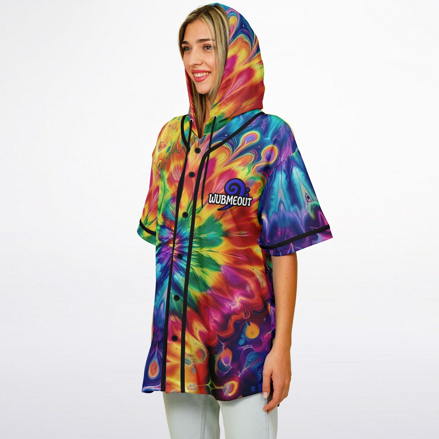 G.O.A.T. – Rainbow Tie-Dye Hooded Baseball Jersey