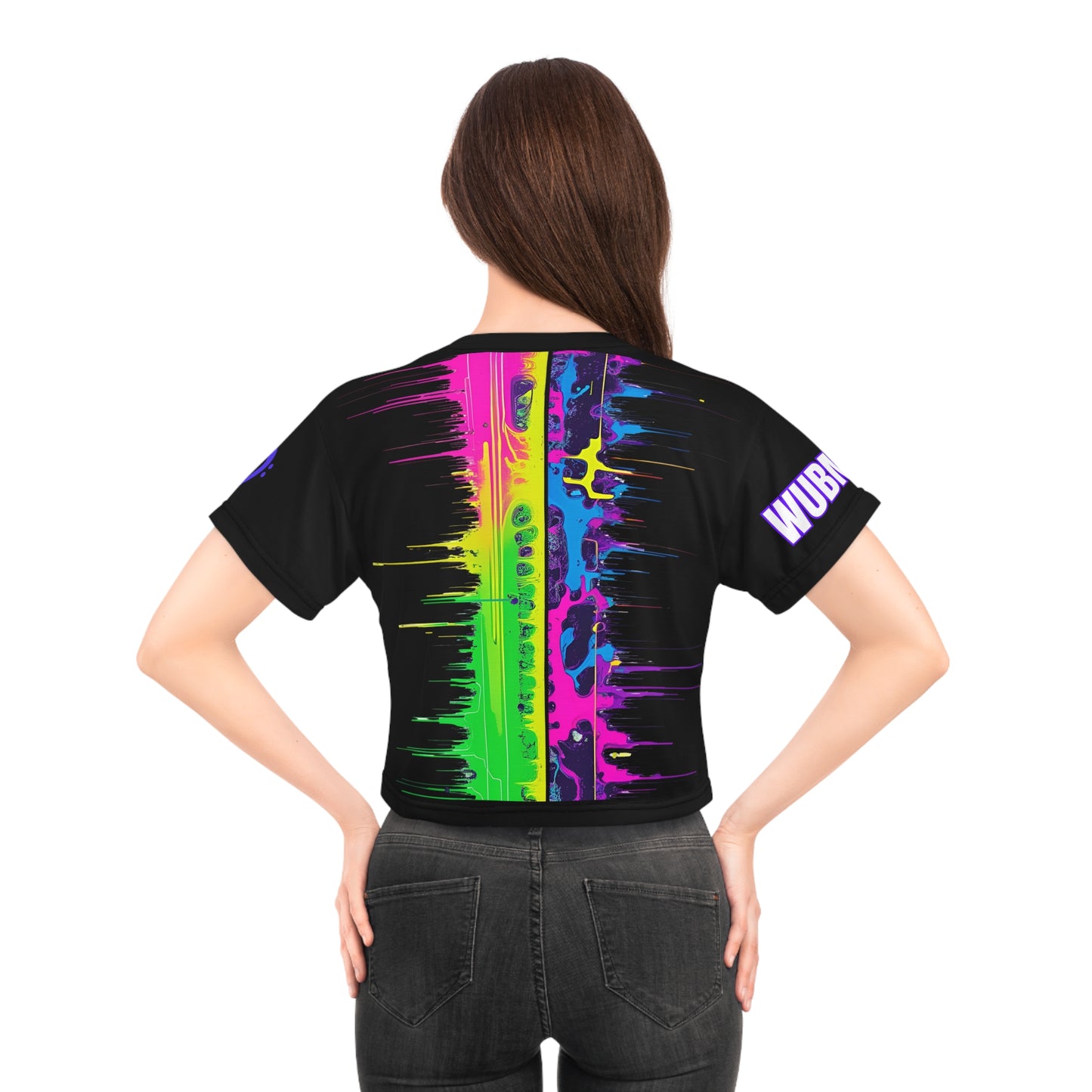 WubMeOut Multicolor Glitch Sound Wave Crop Top