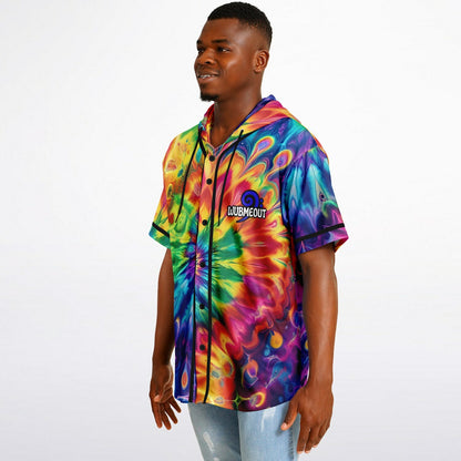 G.O.A.T. – Rainbow Tie-Dye Hooded Baseball Jersey