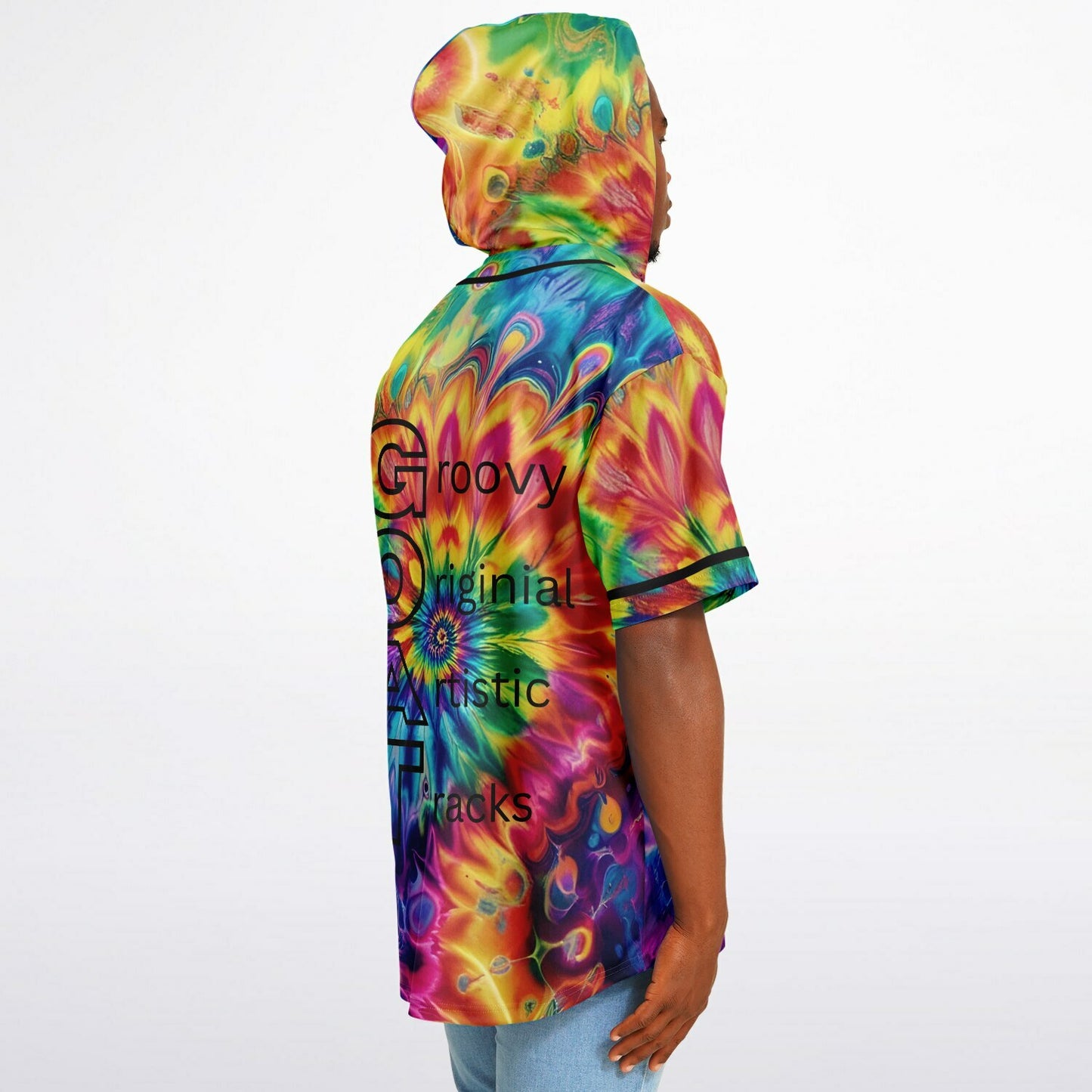 G.O.A.T. – Rainbow Tie-Dye Hooded Baseball Jersey