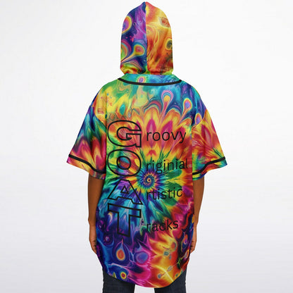G.O.A.T. – Rainbow Tie-Dye Hooded Baseball Jersey