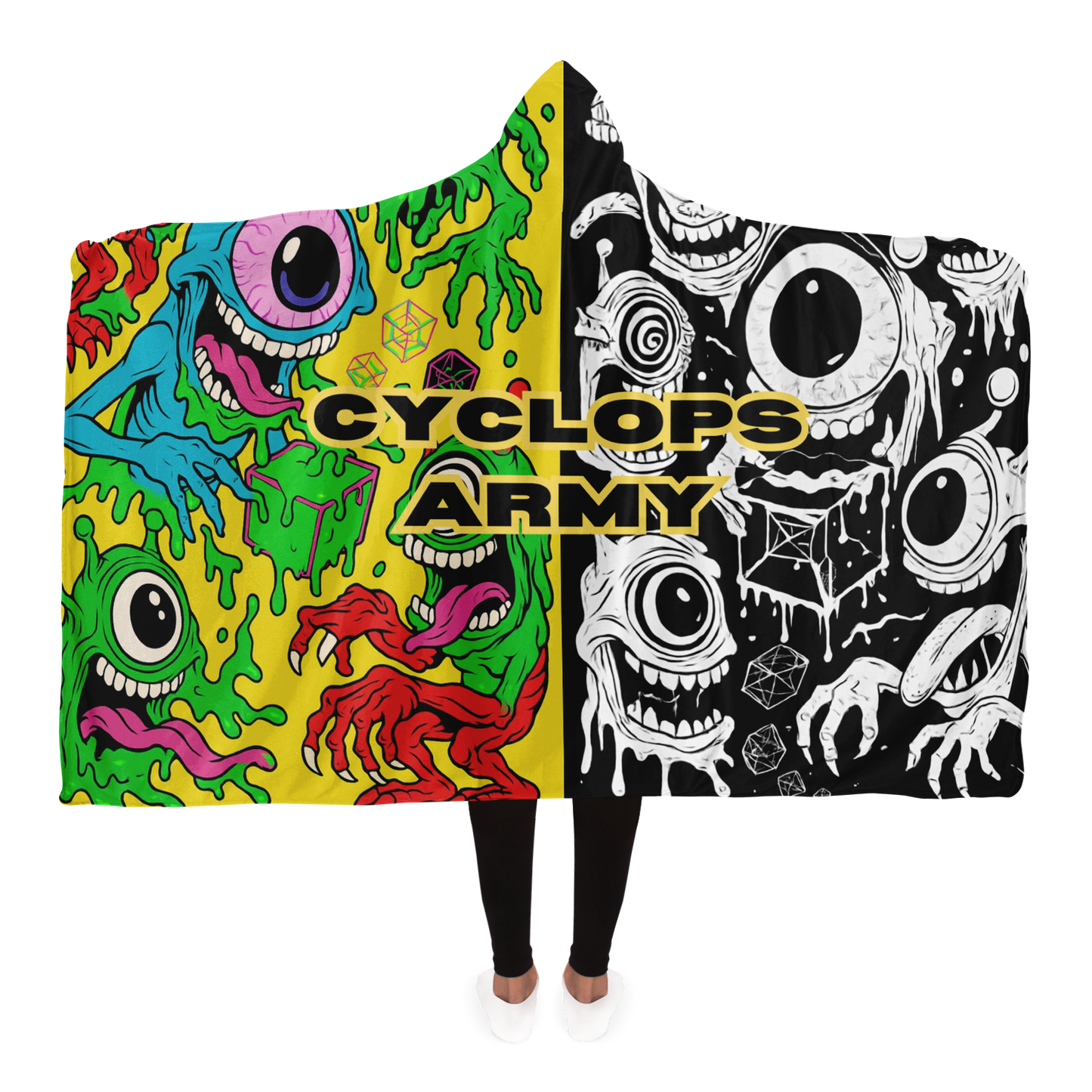 Cyclops Army Split Sherpa Blanket – Color x Monochrome
