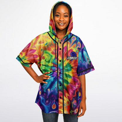 G.O.A.T. – Rainbow Tie-Dye Hooded Baseball Jersey