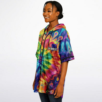 G.O.A.T. – Rainbow Tie-Dye Hooded Baseball Jersey