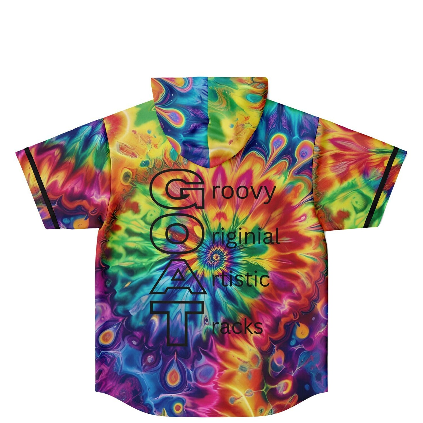 G.O.A.T. – Rainbow Tie-Dye Hooded Baseball Jersey