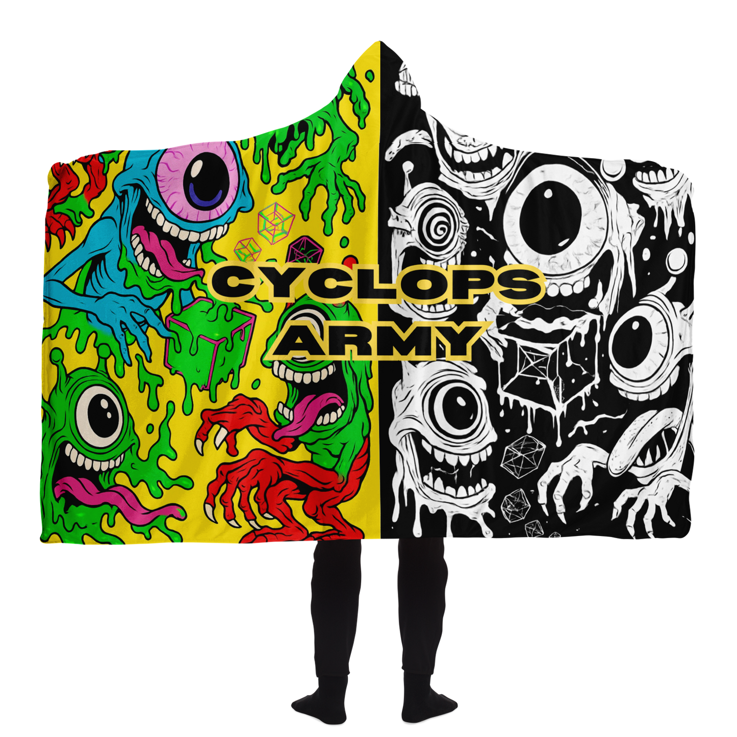 Cyclops Army Split Sherpa Blanket – Color x Monochrome
