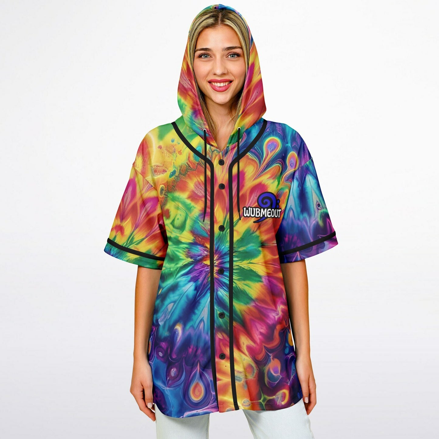 G.O.A.T. – Rainbow Tie-Dye Hooded Baseball Jersey