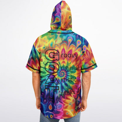 G.O.A.T. – Rainbow Tie-Dye Hooded Baseball Jersey