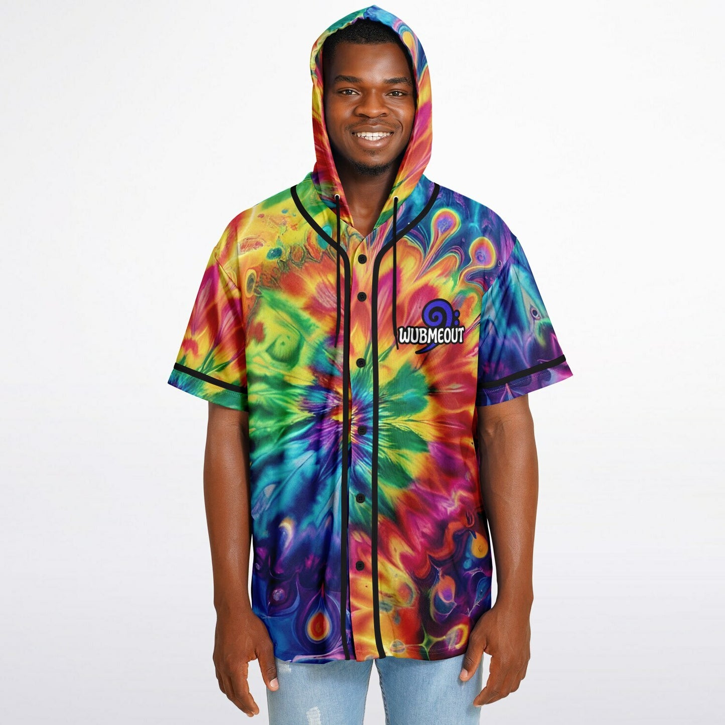 G.O.A.T. – Rainbow Tie-Dye Hooded Baseball Jersey