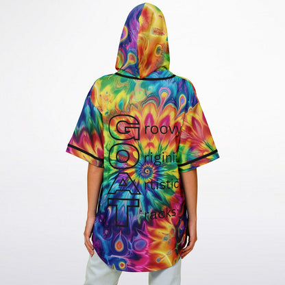G.O.A.T. – Rainbow Tie-Dye Hooded Baseball Jersey